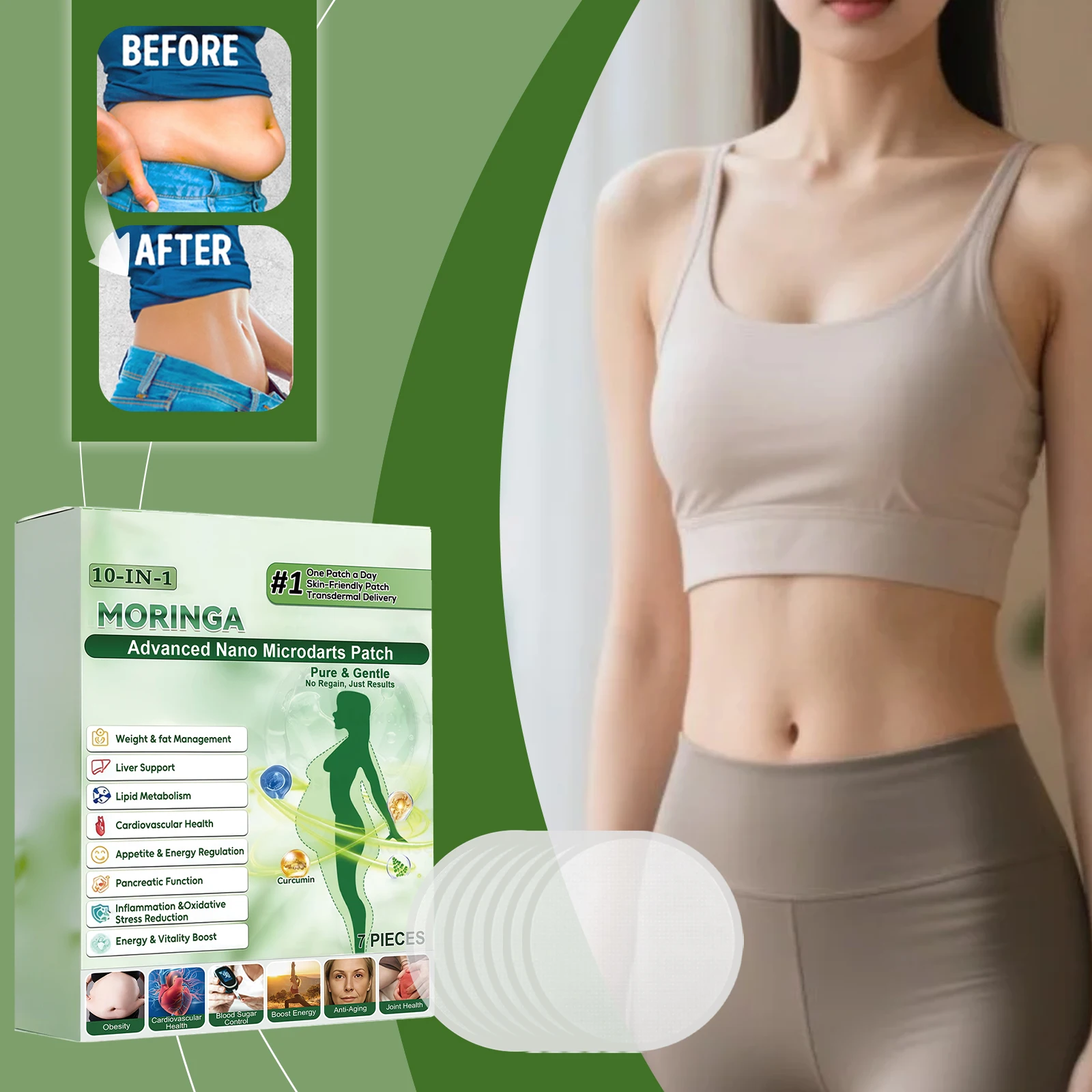 Moringa Microneedle 10-In-1 Patch Show Graceful Lines And Protect The Skin All Over The Body For Daily Personal Care