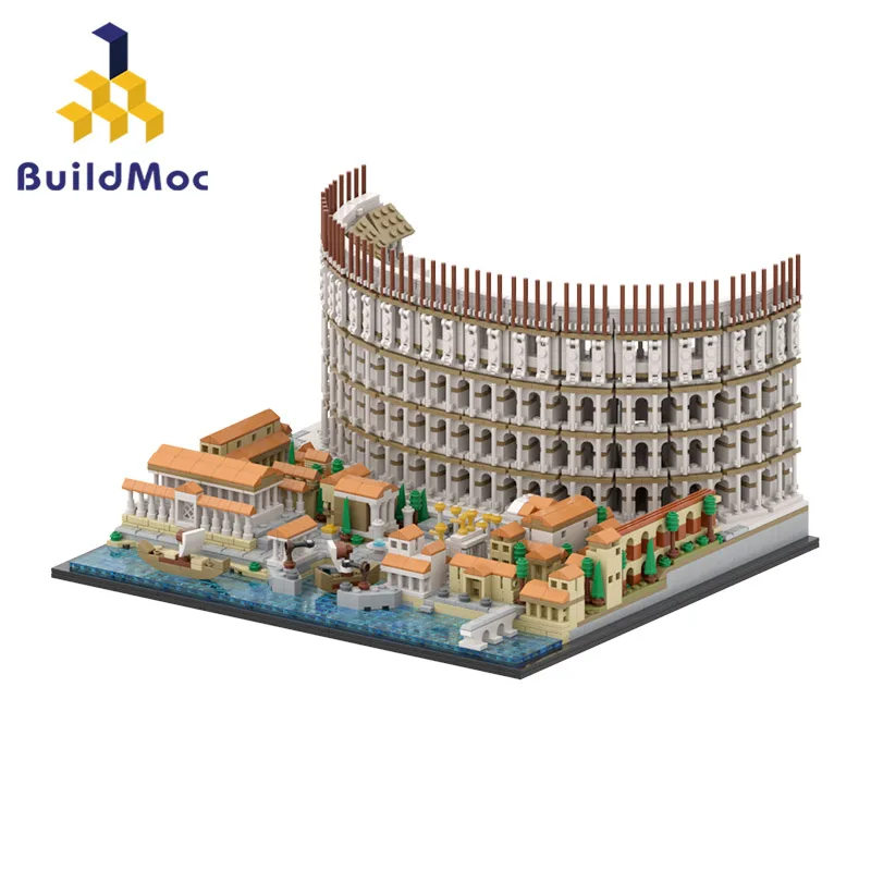 

BuildMoc Amphitheatrum Flavium Colosseum Building Blocks Set Roma Temple Castle 21058 Tower Parthenons Palace Bricks Toys Gifts