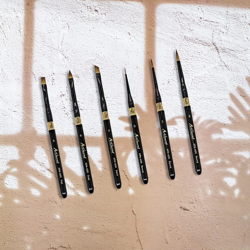 Artsecret 6 unids/set pinceles de pintura dividibles de mango corto con Mini bolsa de camuflaje para pintura de detalles al óleo Gouache de tinta de acuarela