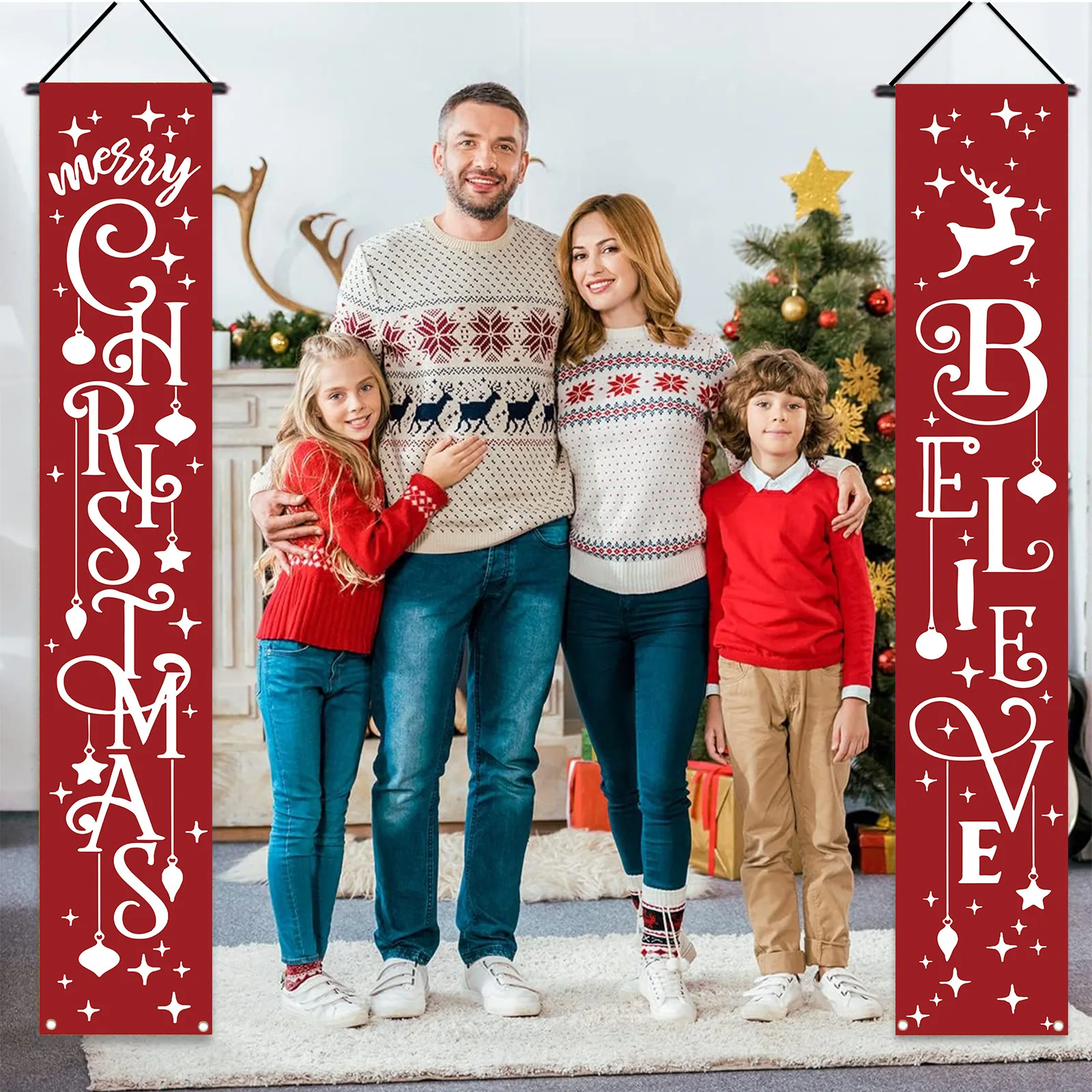 Hanging Flag Scene Layout Banner, Christmas Party Couplet Decorations, Holiday Party, Creative Porch, Atmosphere