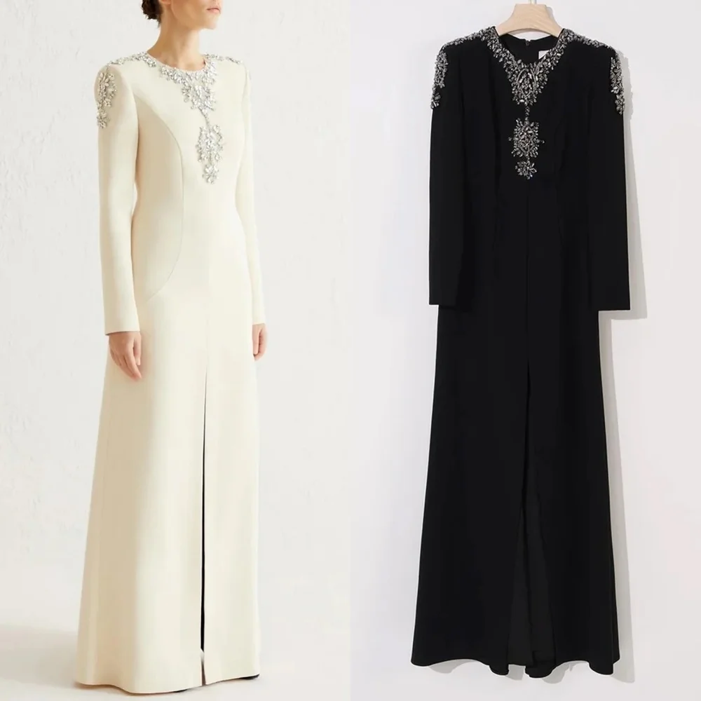 Personalizado formal jérsei plissado lantejoulas a linha jóia vestidos longos sob medida ocasião tamanhos de baile disponíveis