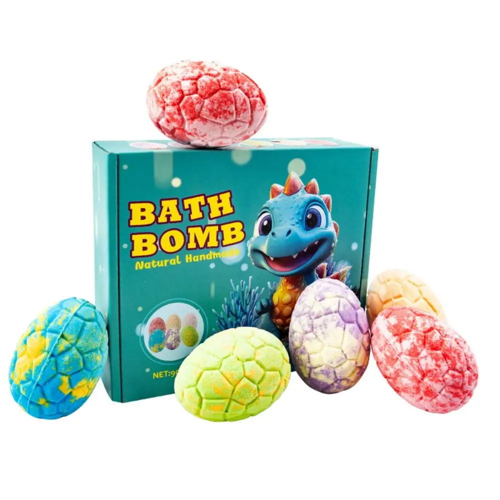 1/6Pcs Natural Organic Dinosaur Egg Bath Bombs Essential Oil Scented Fizzy Bubble Bath Dinosaur Bath Bombs with Surprise Toys