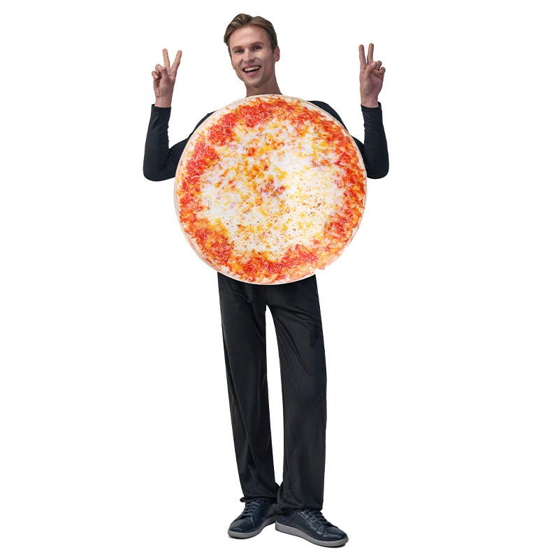 Disfraz de Cosplay de Pizza de parodia de queso para niños, mono de comida divertido para fiesta de vacaciones, adultos, hombres, niños, niñas, Carnaval, actuación en escenario