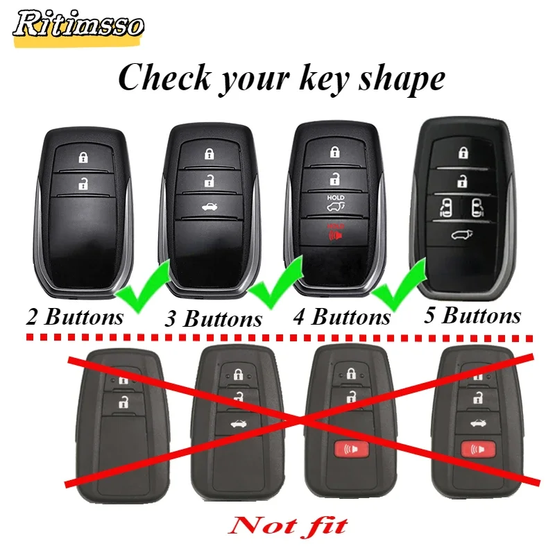 Car Key Case Cover Shell For Toyota Land Cruiser 200 Prado Crown Yaris Cross Hilux Innova Fortuner Camry Alphard PREVIA Vellfire