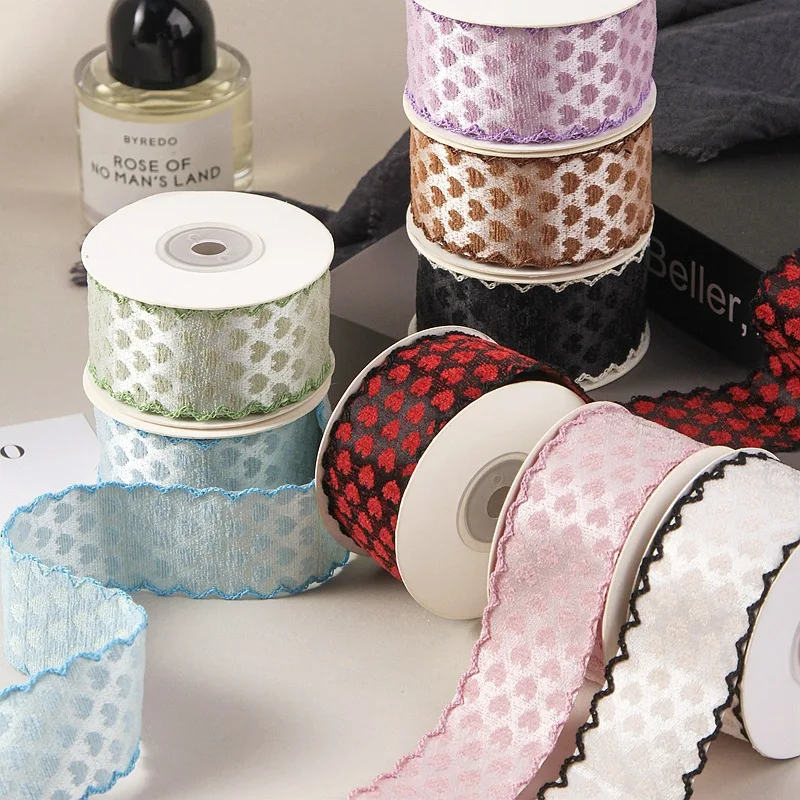 Bud Edge Single-sided Flocking Heart Circle Petals Webbing Hair Accessories Hairpins Shoes And Caps DIY Bows Decorative Ribbons