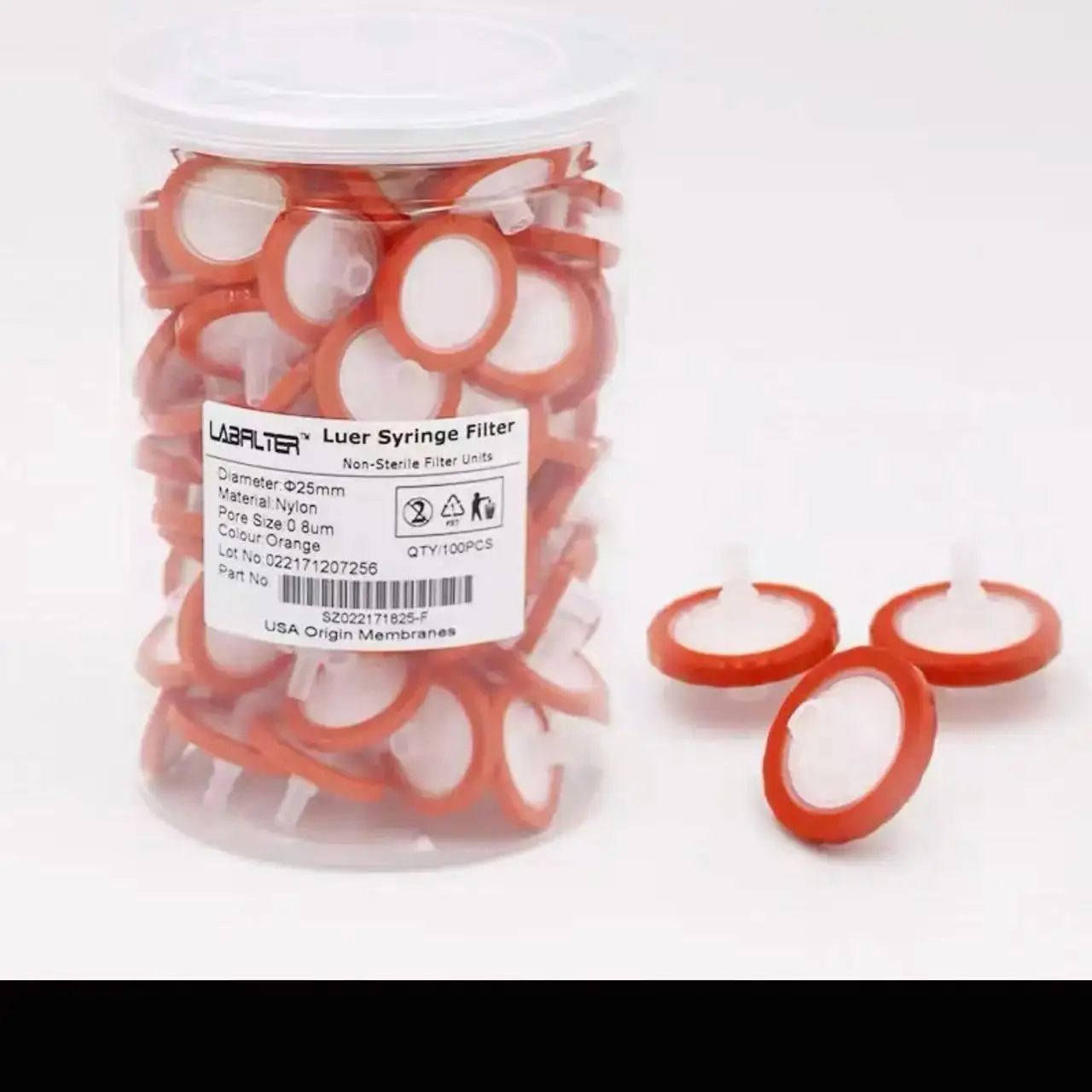 Nylon And PVDF Syringe Filter One time Use Filter Original 25MM 0.45UM