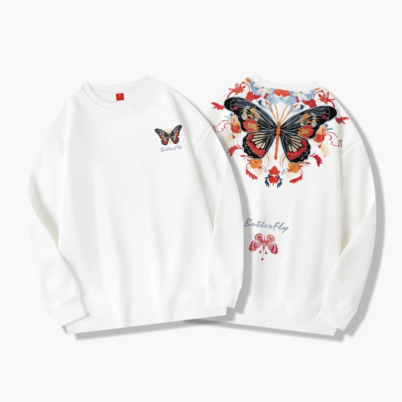 Butterfly Embroidery Hoodies Men Women Fashion Harajuku Sweatshirts Vintage Hip Hop Hoodies Streetwear Designer Couple Pullover