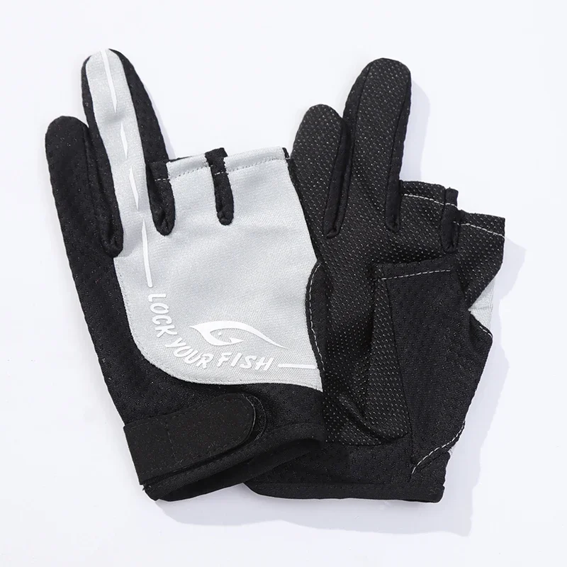 RYOJIN-Thin Breathable Fishing Gloves for Men and Women, Sun Protection, Three Finger Cut, Anti-slip, Outdoor Glove, Summer