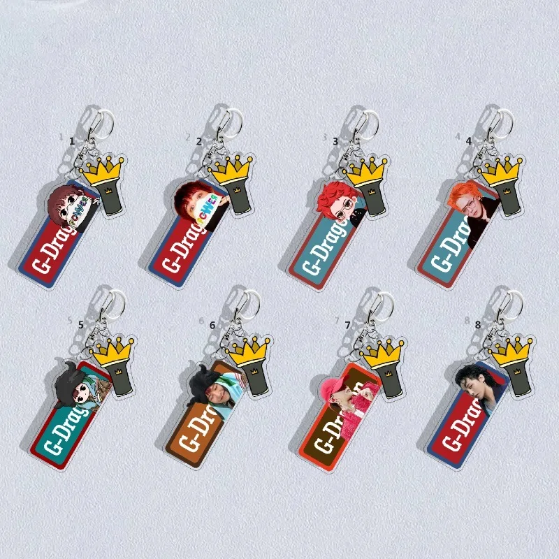 Kpop G-DRAGON New Acrylic Keychain Double-Sided POWER Album Cartoon Charms Bag Pendants Car Keyring GD Fans Collect Accessories