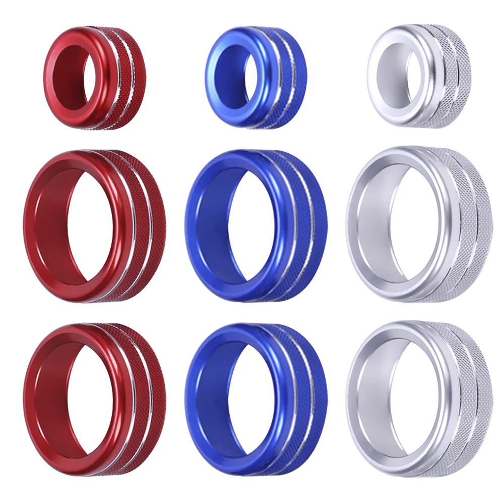 3Pcs/set Car Air Conditioning Knobs Trims Audio Control Knob Ring Auto Button for BMW 1 2 3 3GT 4 Series X1 X2 Red/Blue/Silver