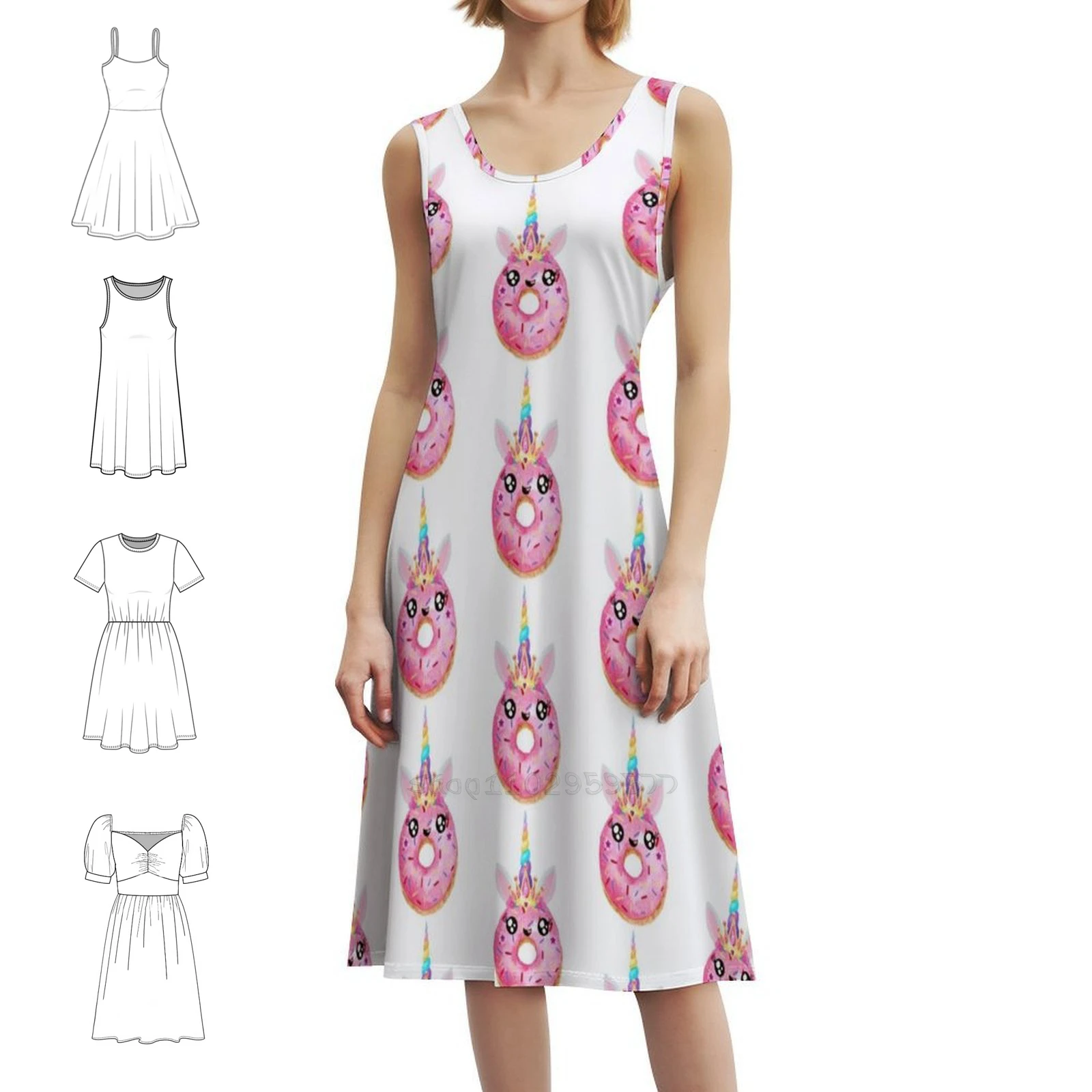 

Единорог Пончик Женская уличная одежда в стиле хип-хоп Платье с графическим принтом Клубная одежда Единорог Пончик Единорог Пончик Женский