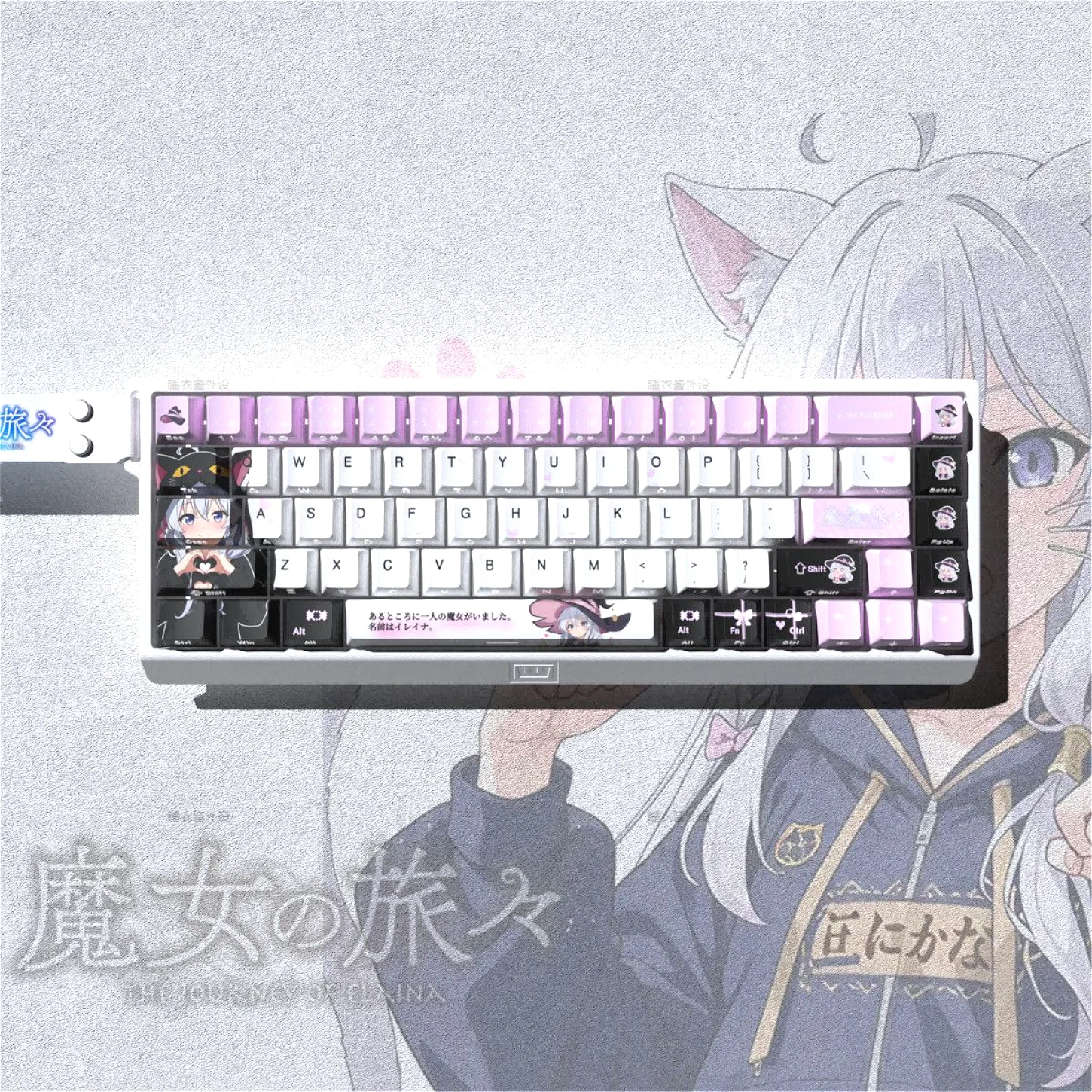 

Irina Anime Side Carved Translucent Cherry Key Cap PBT 74 Key, Specially Customized for 60/65/68 Mechanical Keyboard