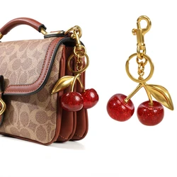 Cherry Bag Charm Purse Pendent 18K Gold Plated Keychain Keyring  Accessories Gifts for Women