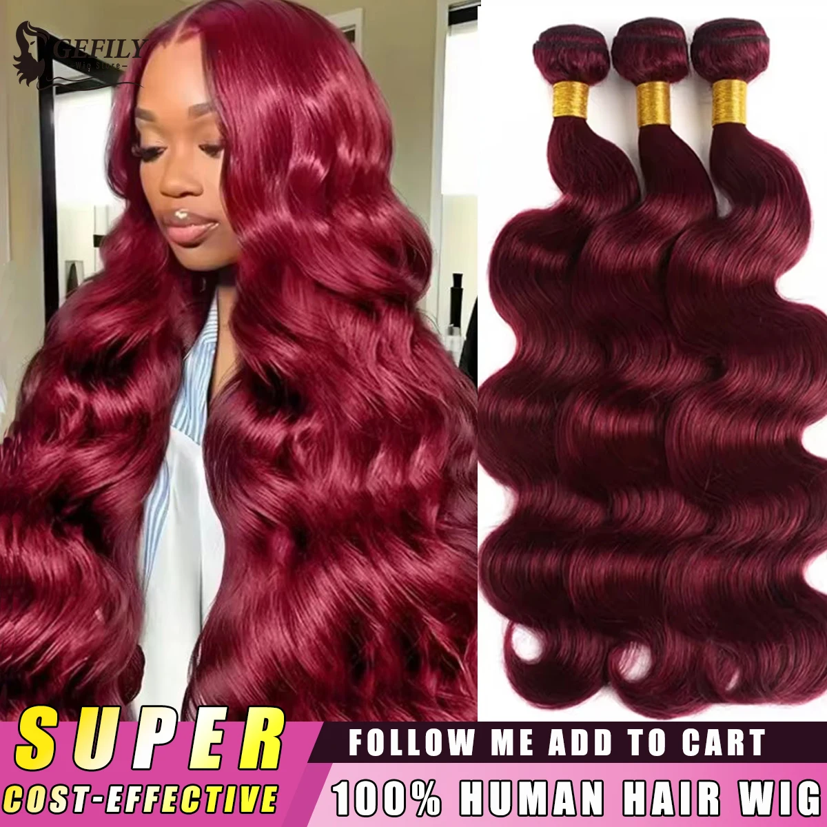 

16A Бордовый 99J Пучки объемных волн 100% пучки натуральных человеческих волос Объемная волна Наращивание плетения Натуральные человеческие волосы Цветное плетение