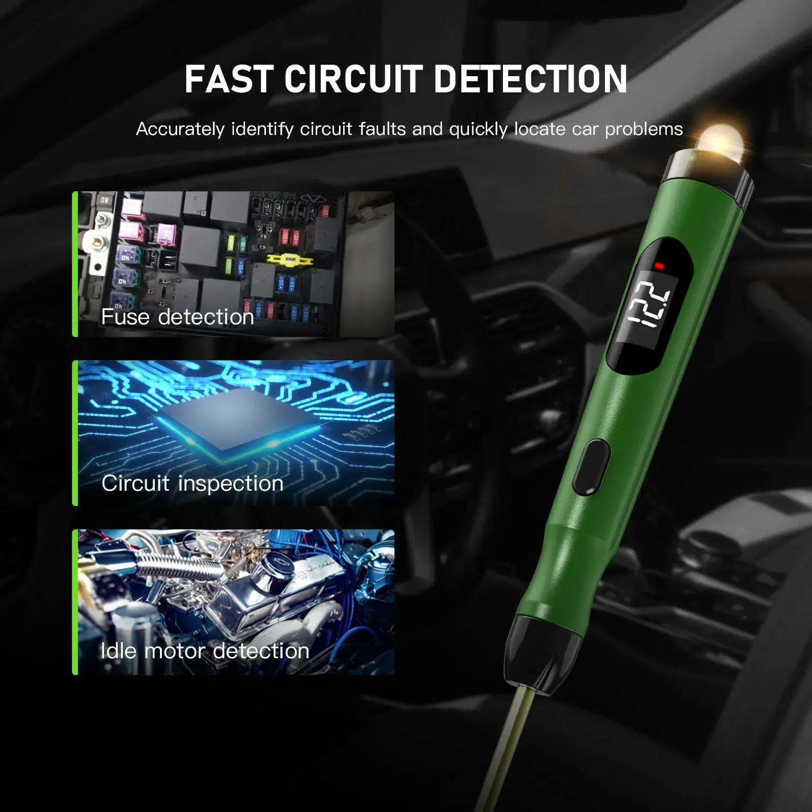 JDiag P50 Car Electrical Circuit Tester Probe 5V-30V Digital Display Circuit Test Pen Car Circuit Tester Lamp Voltage Test Pen