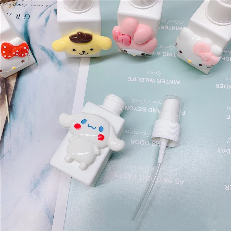 Kawaii Sanrio Spray Bottle Hello Kittys Accessories Cute Anime Empty Travel Bottles Push Alcohol Sterilizer Toys for Girls Gift