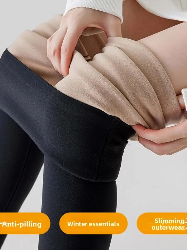 Nova cintura alta feminina fce forrado calças de yoga ajuste apertado camada base calças outerwear outono inverno plus size calças de nove pontos