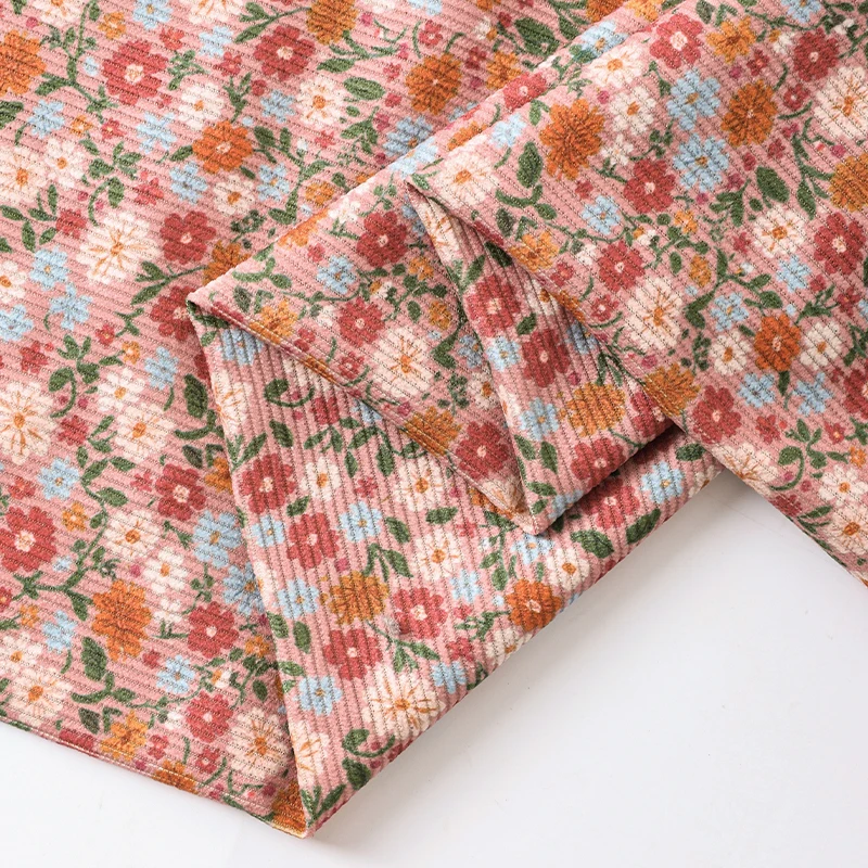 0.5/1/2 Yard Printed Corduroy Fabric Autumn Winter Floral Print Warm Fabric for DIY Sewing Jacket,Sofa Cover,Pillowcase,Clothing