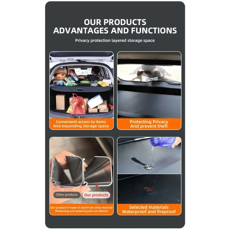 For Changan CS75 Plus 2020-2024 Retractable Trunk Cargo Cover Parcel Rack Waterproof Shield Privacy Auto Interior Accessories