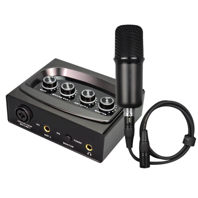 External Sound Card 48V Phantom Power Free Drive 45KHZ Sampling Accuracy Is Suitable For Recording K Song Live Suit