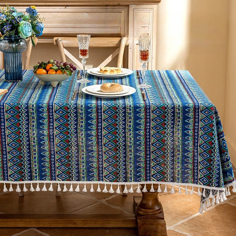 80x80cm Pastoral Small Floral Tablecloth Rectangular Camping Cover Cloth Fringed Atmosphere Dining Table Tablecloth