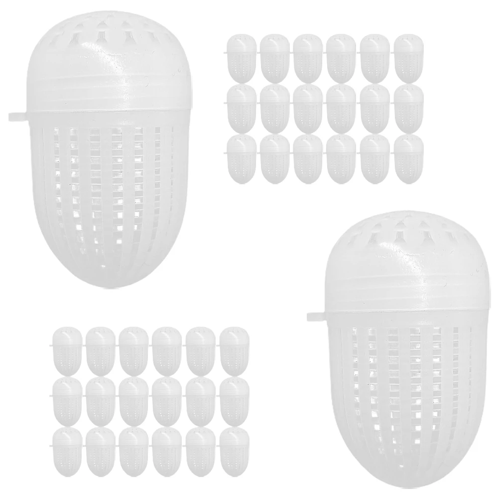 

50pcs Bait Fishing Feeder Hollow Design White Thickened Corn Style Eel Carp Trap Cage Plastic Outdoor Supply