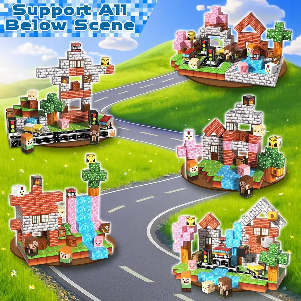 Zestaw magnetycznych klocków - 200 elementów, edukacyjne zabawki magnetyczne dla dzieci w wieku 3+, idealny prezent dla chłopców i dziewcząt, w wieku 4-12 lat