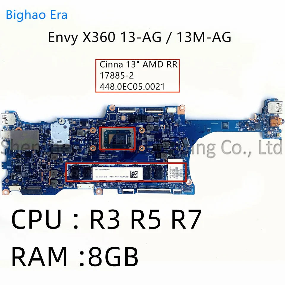 para hp envy x360 13 ag 13z ag laptop motherboard com r3 r5 2500 r7 2700 cpu 8gb spsl19573001 l19571 001 l26110601 178852 01