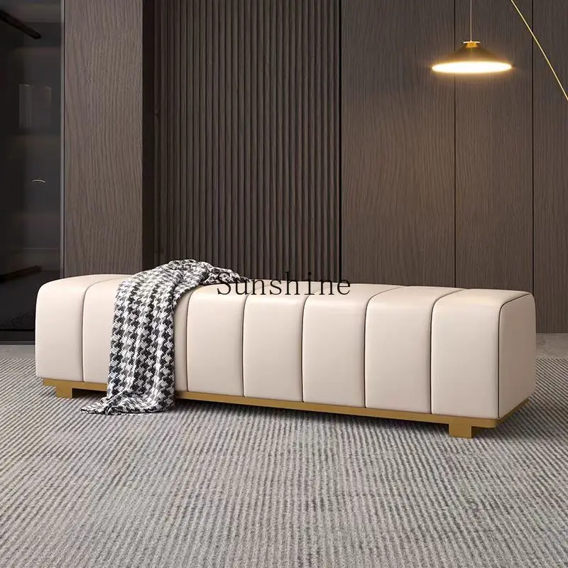 Light luxury long sofa stool cloakroom sitting area rectangular leather stool