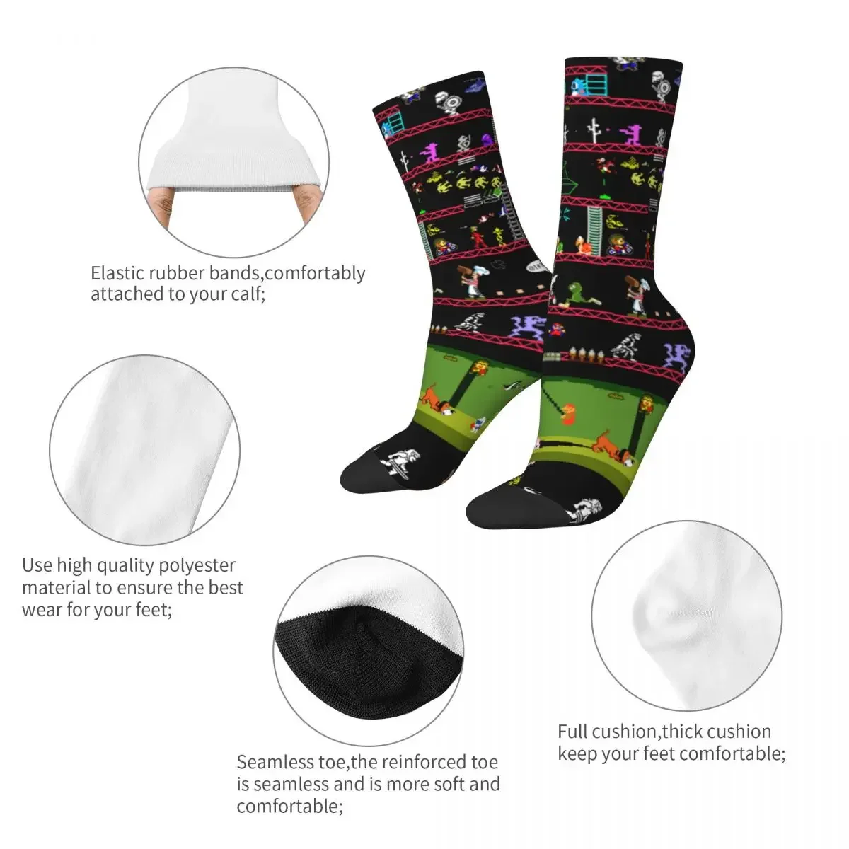 Happy Funny Men Socks Novelty Street Style 50 Video Game Sock Arcade Games Graphic Women Socks Spring Summer Autumn Winter