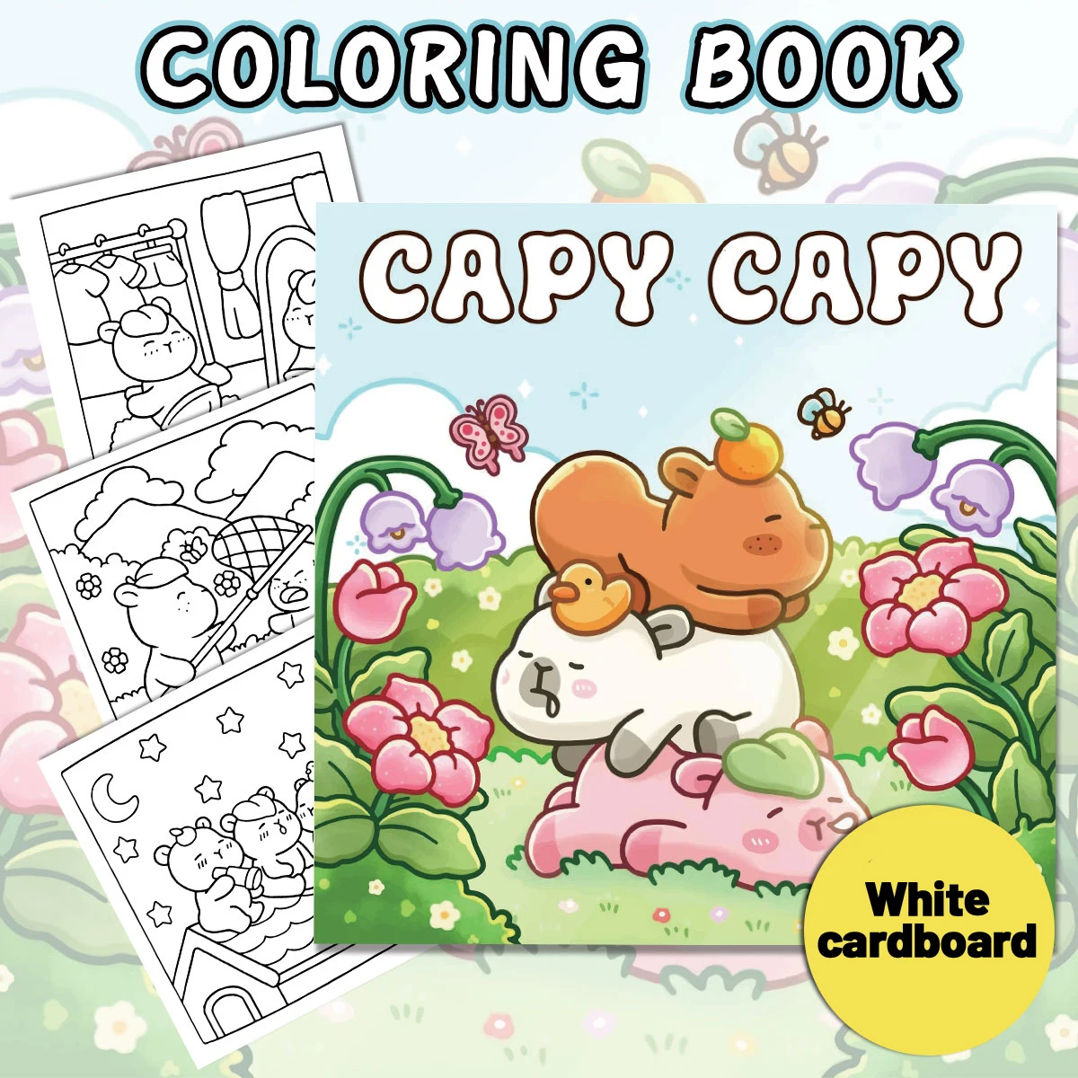 Capy Capy Coloring Books, Charming Scenes, Easy Coloring, For Home Parent - Child DIY, Relax, Unwind, Boost Creativity