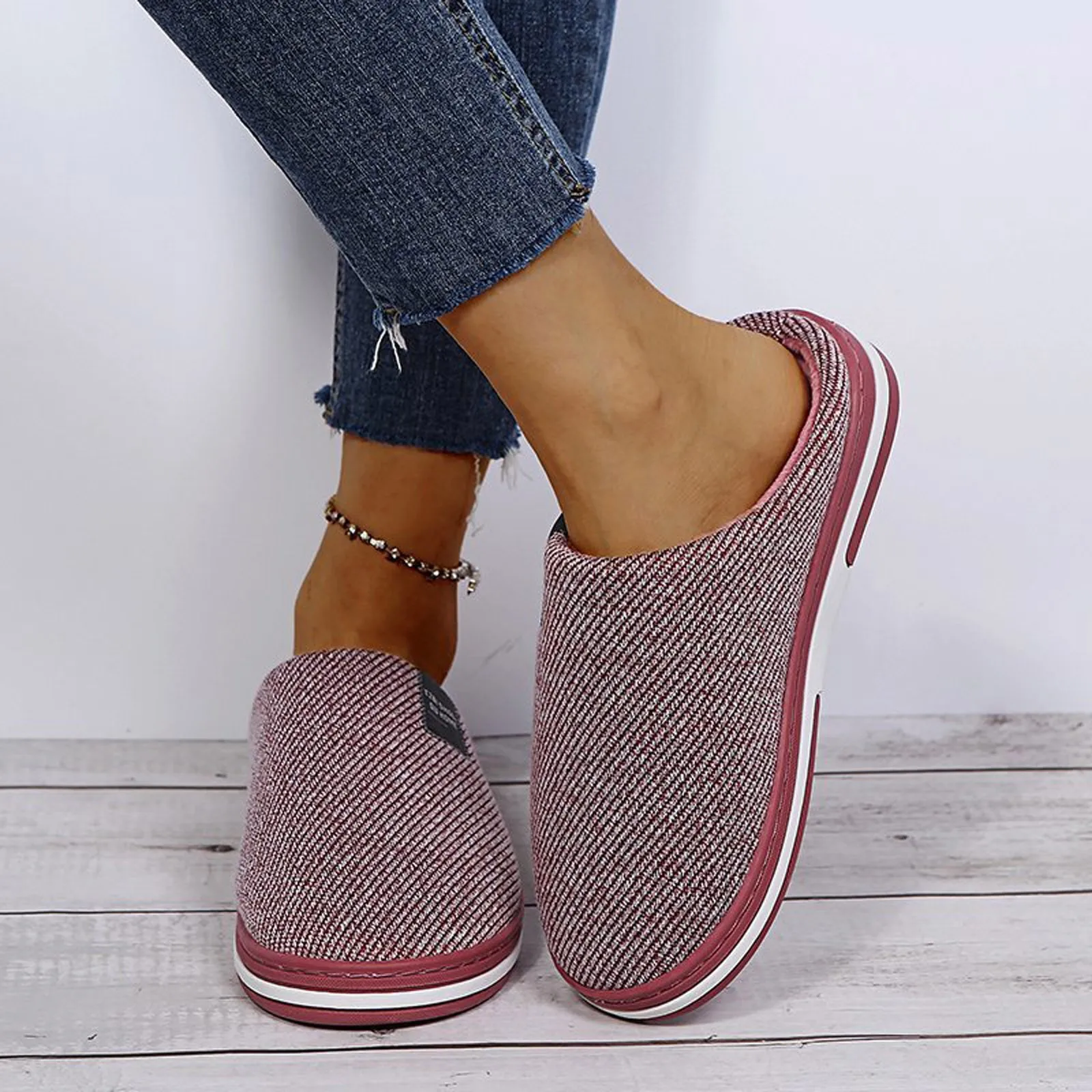 Cotton Home Warm Slippers Autumn Winter Womens Thick Soled Slippers Indoor Floor Flat Home Non-Slip Shoes Thick Soft Sole Slides