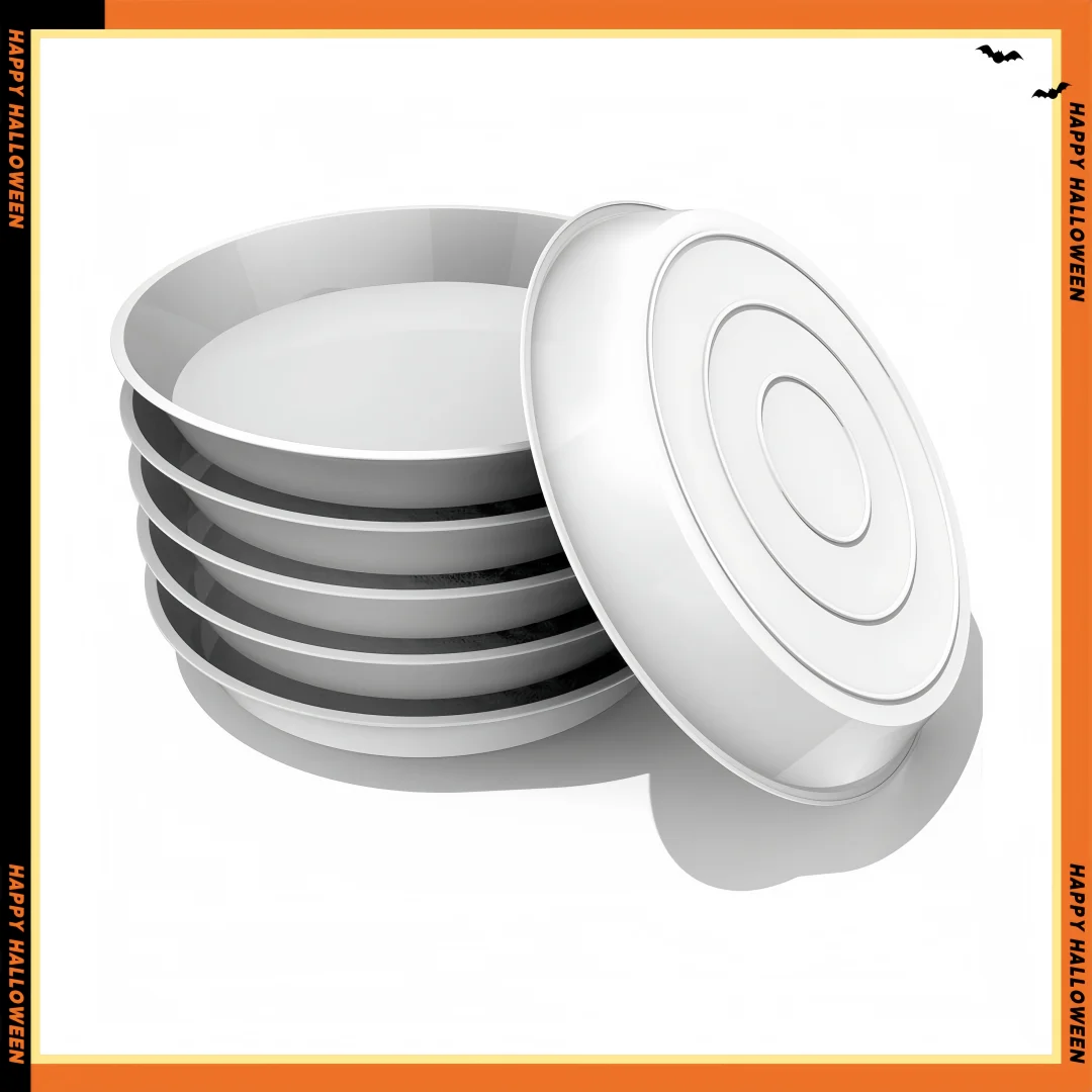 White 8 Inch Plant Saucers 6-Pack - Durable Pot Trays for Indoor Outdoor Potted Plants