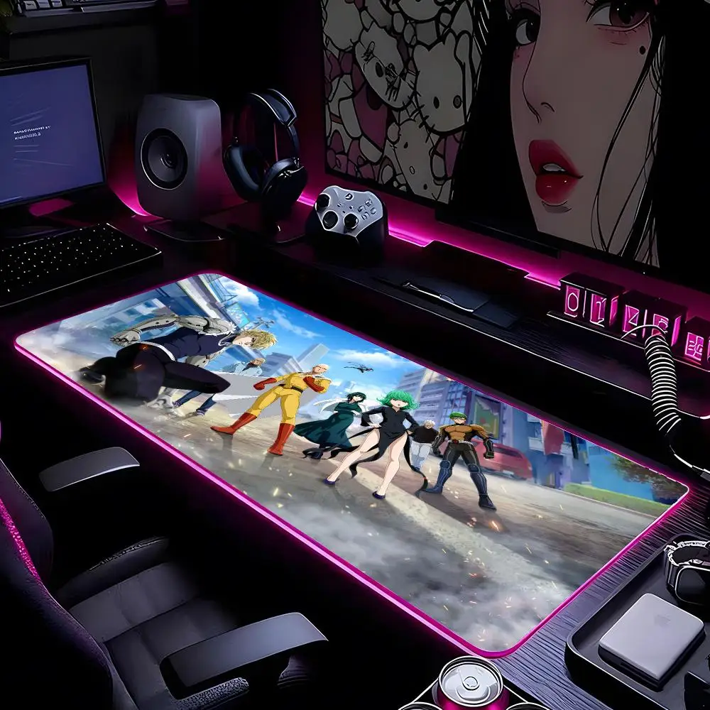 Anime ONE PUNCH-MAN 3 Mouse Pads Mousepad HD Printing Computer Gamers Locking Edge Non-slip RGB Mouse Pad XXL90x40cm Keyboard PC