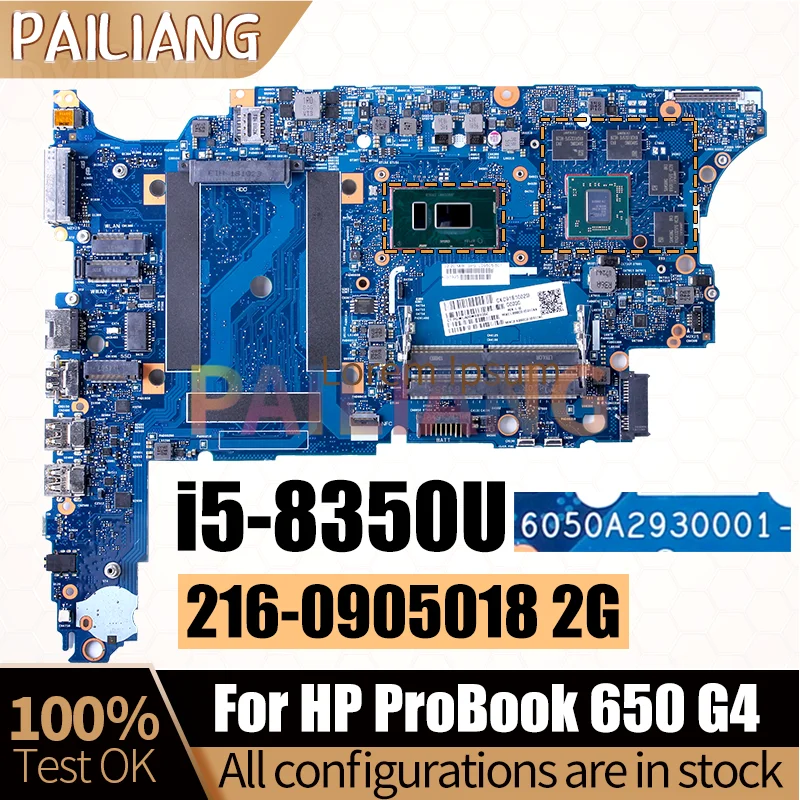 For HP ProBook 650 G4 Laptop motherboard 6050A2930001 SR3L9 i5-8350U 216-0905018 L09606-601 Notebook Mainboard Full Tested