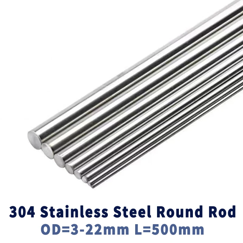 3Mm 4Mm 5Mm 6Mm 8Mm 10Mm 12Mm 16Mm 20Mm 22Mm Lineaire As 304 Roestvrij Staal Staaf Diameter Metrische Ronde Grondstaaf Lengte 500Mm
