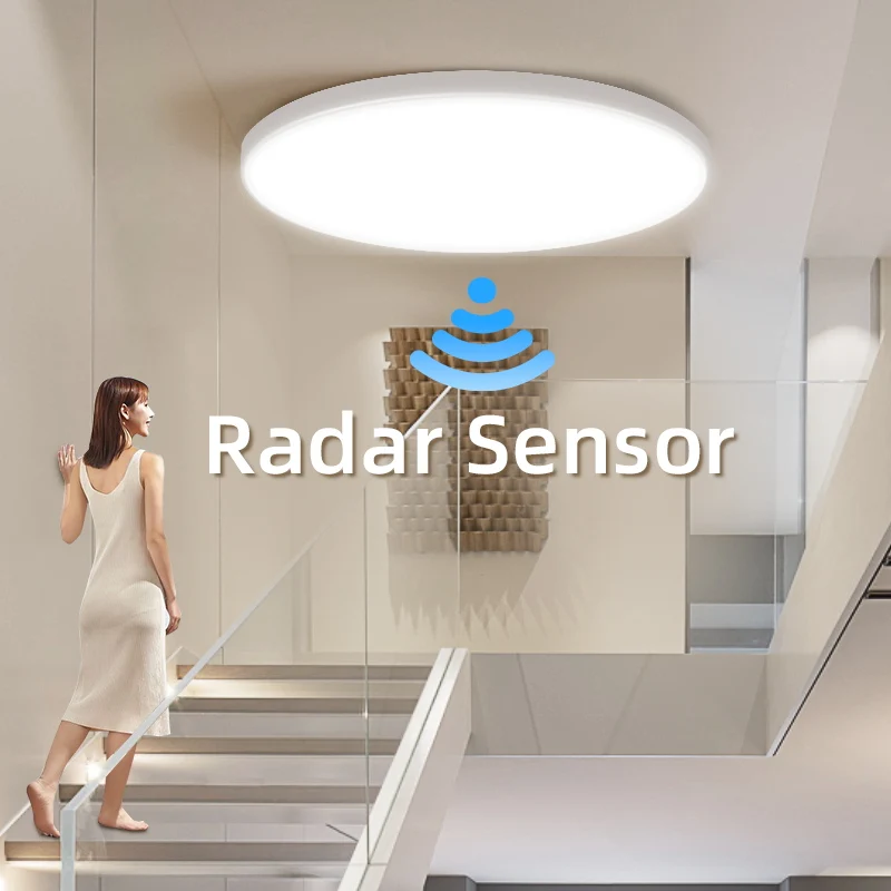 Radar Sensor Ceiling Light Led Pacel Lamps for Bathroom Hallways Porch Waterproof 20W 30W Smart Ceiling Lamp Led Panel Lighting