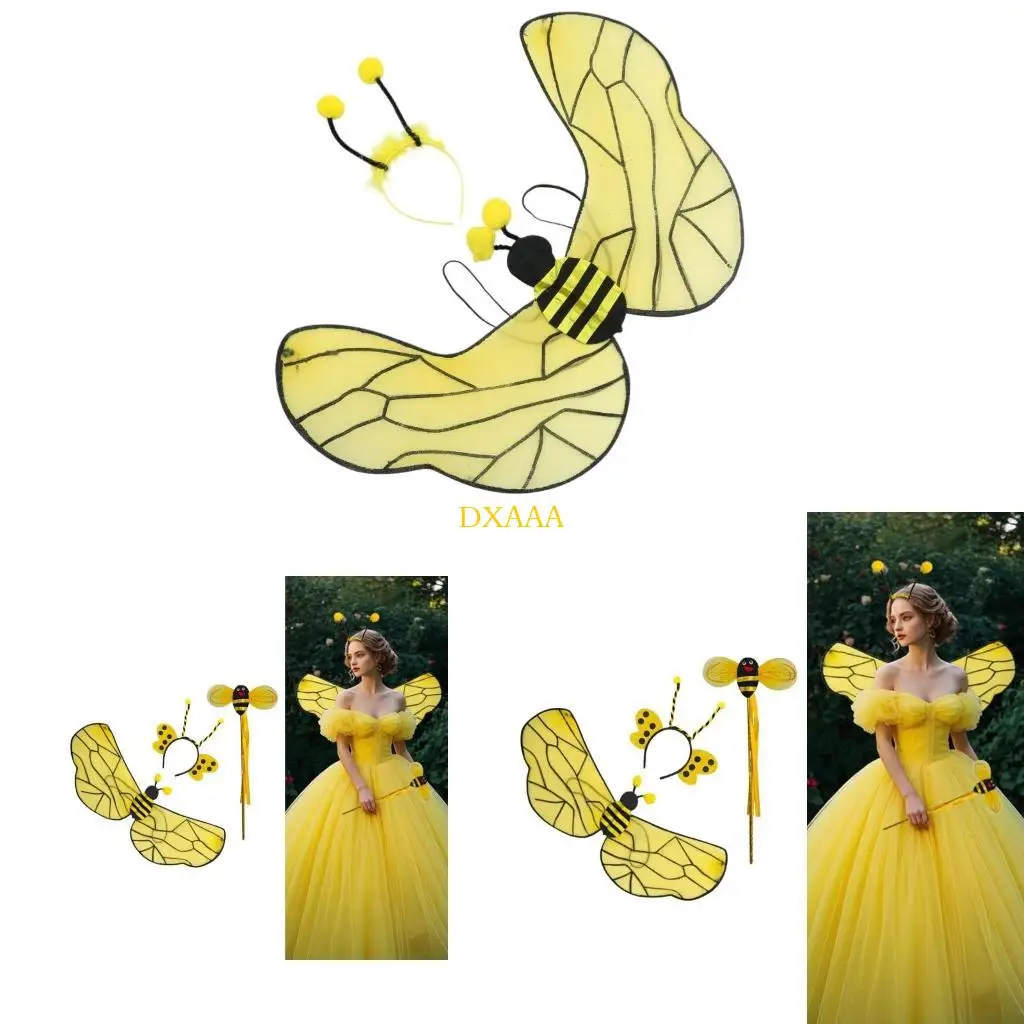 

DXAA Bumblebees Costume for Kids Adult Bees Costume Ears Headband Butterfly Wing Magics Wand for Halloween Cosplay Party