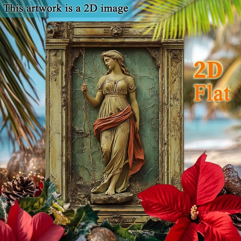2D Flat Aluminum Sign Metal Sign Exquisite Iron Artwork Of Aphrodite Goddess For Charming Bedroom Artistic Studio And Vibrant Ca