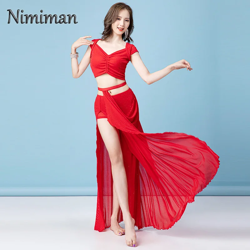 Brand New Belly Dance Practice Clothes Fairy Sexy Long Skirt Set Beginner Oriental Dance Clothes Performance Team Clothing