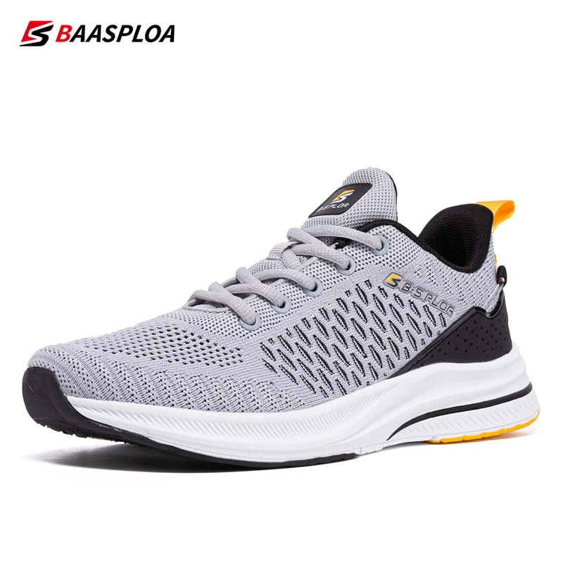 Baasploa Men's Running Shoes New Outdoor Mesh Breathable Sports Tennis Shoes Male Casual Lightweight Lace-Up Sneakers