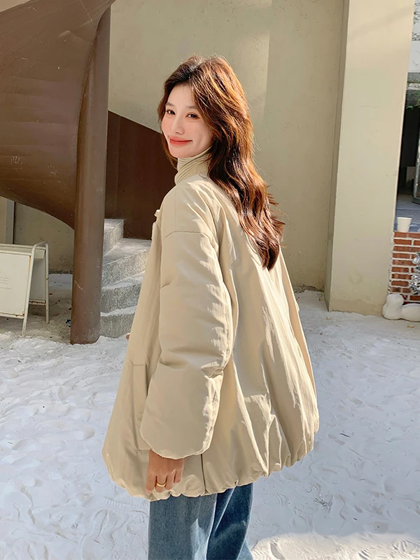 Khaki Thi Warm Women's ort down Jaet 2025 New Korean Sle Slimming 90 White Du down Coat with kets Casual Loose Fit