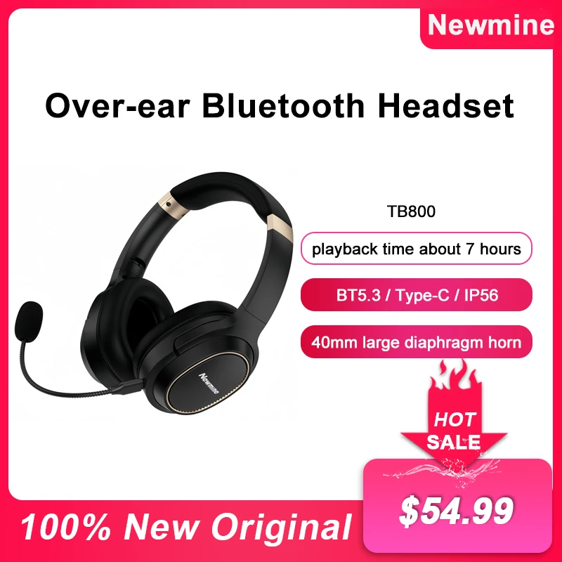 

Original Newmine TB800 Over-ear Wireless Bluetooth 5.3 Headphone Headset with Mic Earbuds Aduio Earphone 40mm diaphragm horn