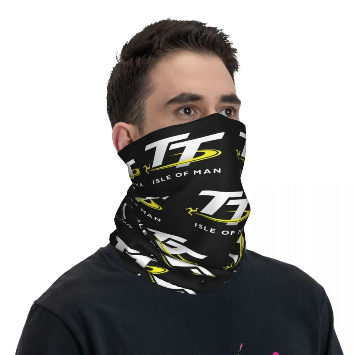 Isle Of Man TT Motorcycle Race Bandana Neck Cover Printed Balaclavas Wrap Scarf Warm Cycling Riding Unisex Adult Breathable