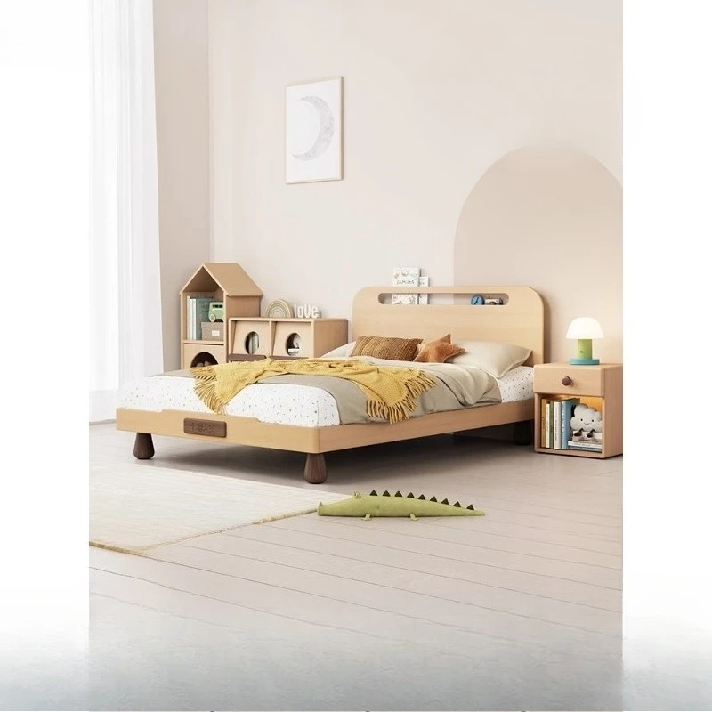 

Solid Wood Children's Bed Teen Bedroom Single Bed Simple Log