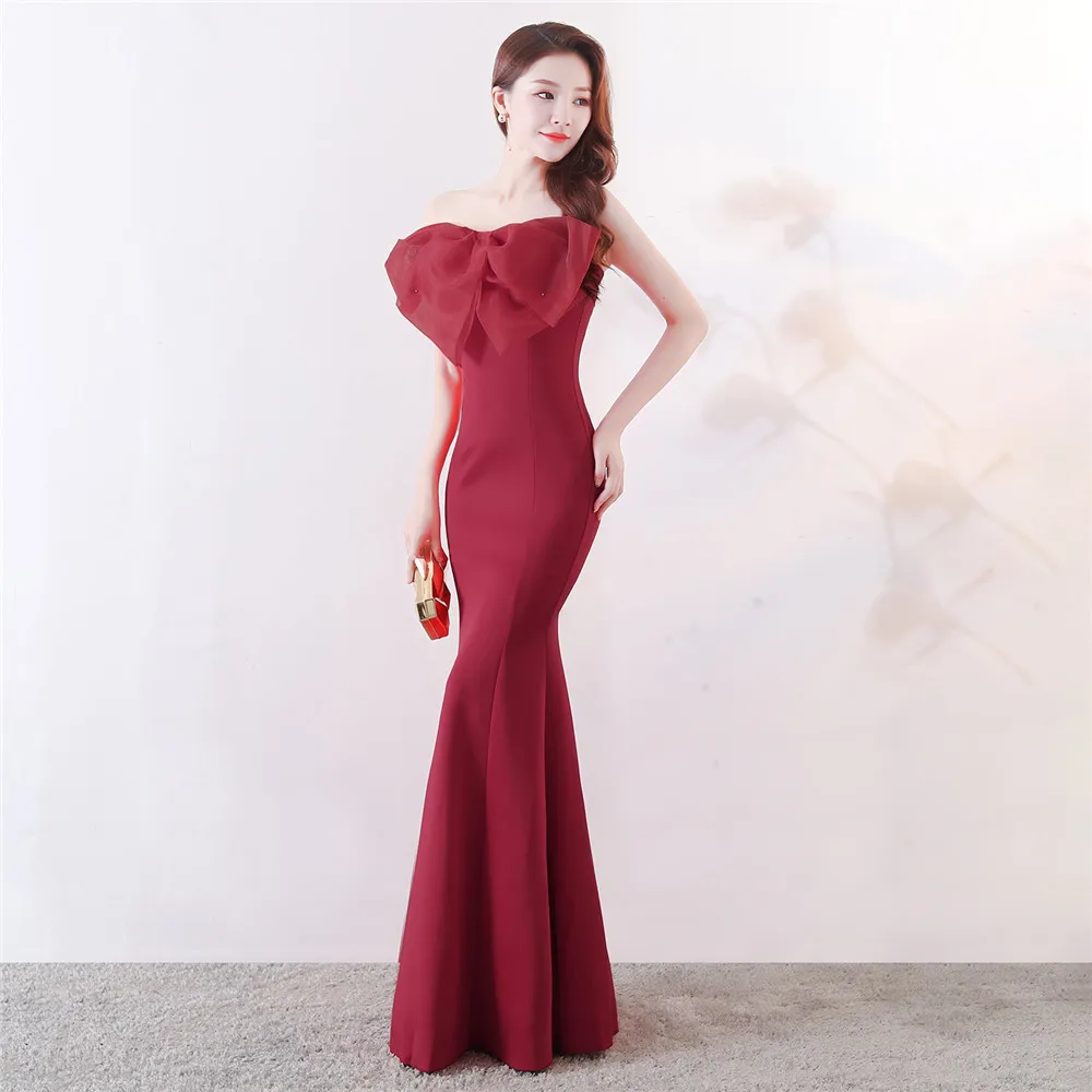 Evening Dresses Women's Tube Off Shoulder Elegant Strapless Backless Dress Memaid Bodycon Dress Prom Wedding