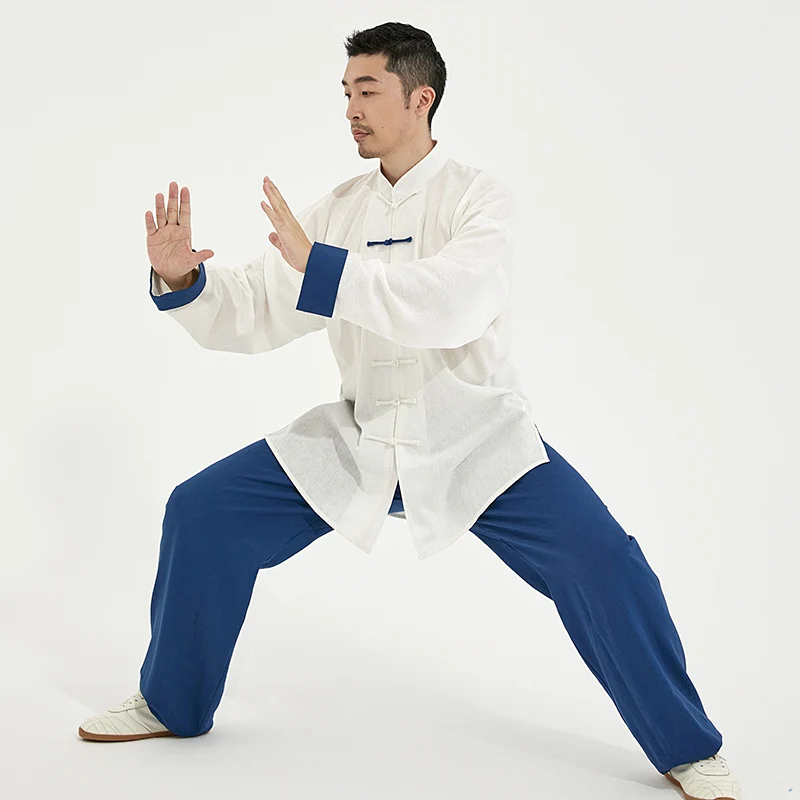 Chinese Style Linen Cotton Tai Chi Suit, Unisex All-Season Uniform for Martial Arts Practice & Performance
