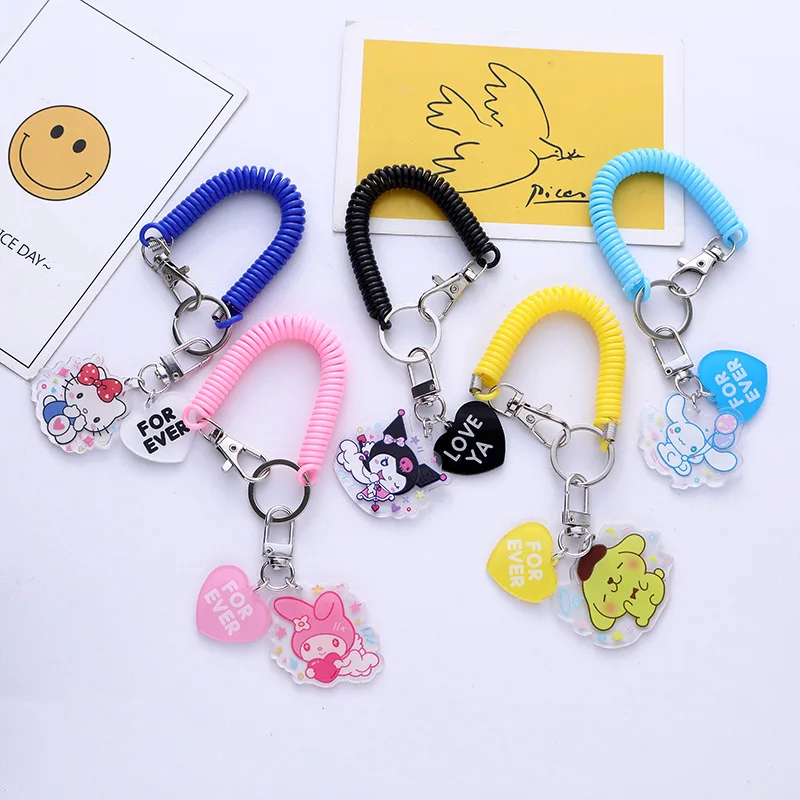 Sanrio Anime Melody Hello kitty Cinnamoroll Kuromi Key Ring School Bag Decorative Toys For Children Gifts