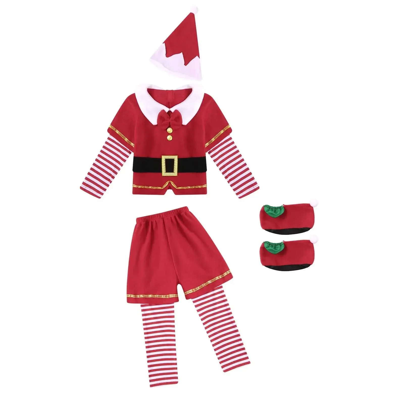 2024 Unisex Adult Women Kids Girls Santa Claus New year Christmas Costume Men Boy Red Santa Helper Elf Costume For Family