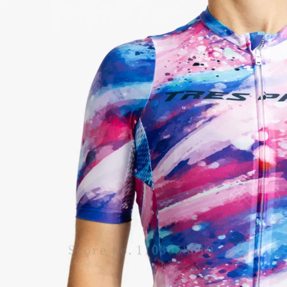 Tres Pinas Women Cycling Jersey Short Sleeve Shirts Quick Dry Ciclismo Maillot MTB Bike Top Summer Outdoor UV protection UPF50+